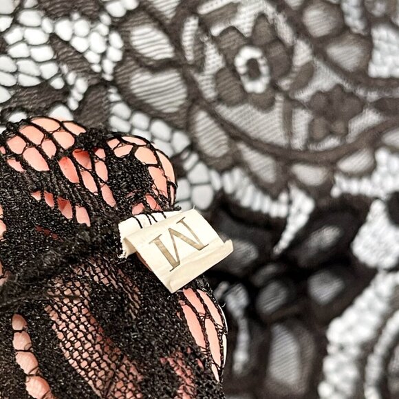 Sheer Black Floral Lace High Neck Long Sleeve Tunic Top Shirt Bodycon Fitted - Picture 9 of 9